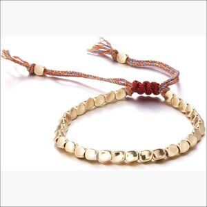 Handmade Tibetan Copper Bead Bracelet Adjustable Size with Tassels